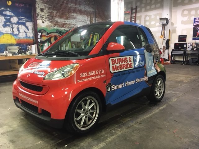 smart car vehicle wrap installation - brands imaging